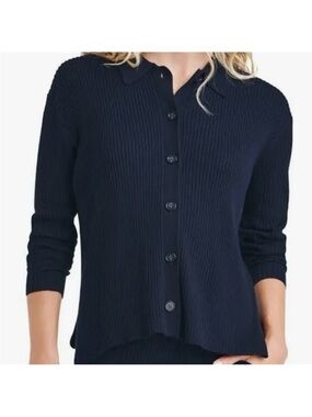 Splendid Navy Ribbed Button-Up Collar Cardigan - XS- NWT